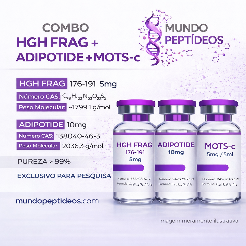 Combo Metabólico - HGH Frag 5mg + Adipotide 10mg + MOTS-c 5mg (Genpharma) + Diluente